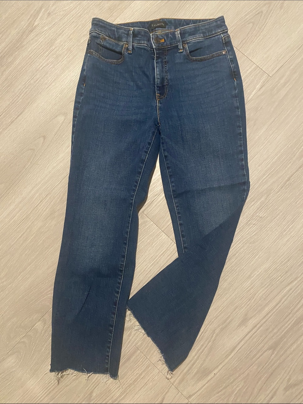 Talbots Navy Raw-Hem Barely Boot Straight Jeans